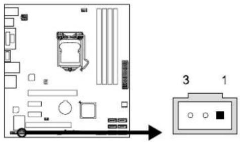Diagram of a computer motherboard layout with labeled components and an exploded view showing pin 1 and pin 3.