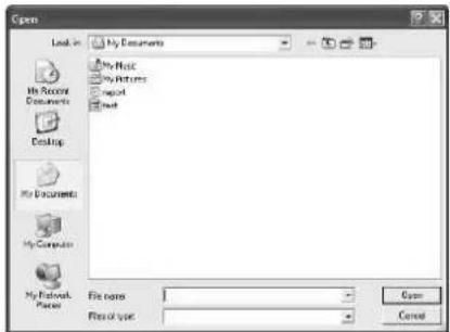 Open Look in: My Documents My Music My Pictures Report Next My Record Documents Desktop My Documents My Computer My Network Place File name: Files of type: Open Cancel