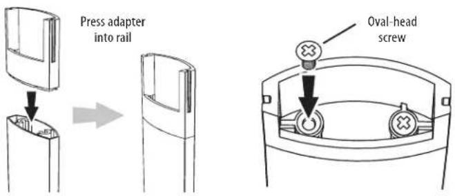 Press adapter into rail Oval-head screw