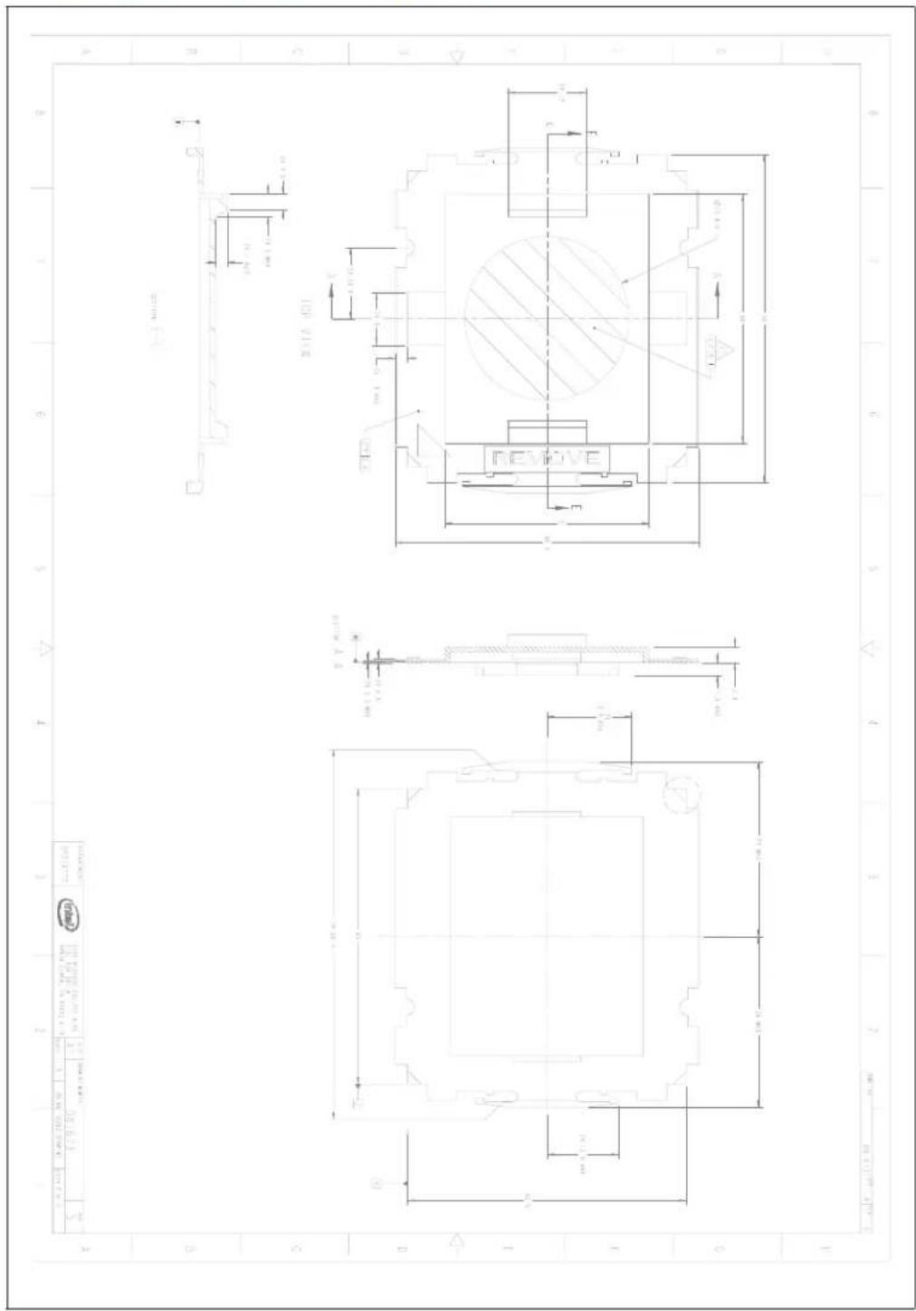 Technical drawing with multiple orthographic and isometric views of a room layout, including dimension annotations and callouts.