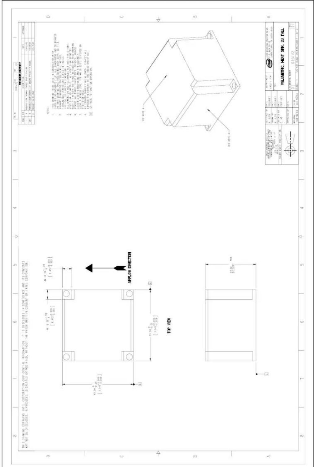Technical drawing of a Volumetric heat sink component with dimensional annotations and technical specifications in Chinese.