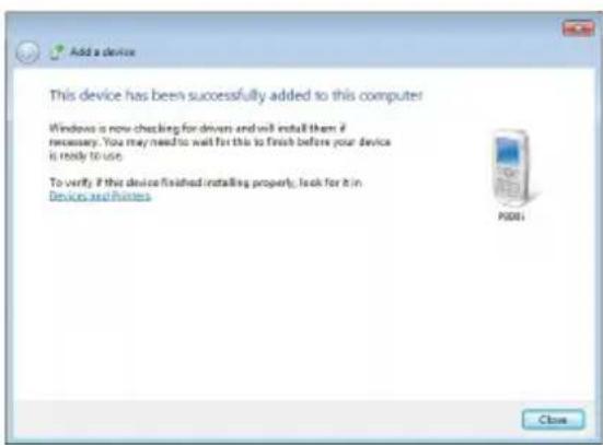 Add a device This device has been successfully added to this computer Windows is now checking for drivers and will install them if necessary. You may need to wait for this to finish before your device is ready to use. To verify if this device finished installing property, look for it in Devices and Frames P981 Close