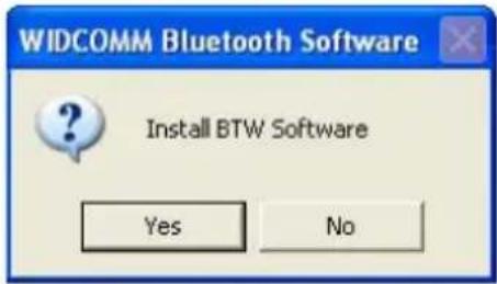 WIDCOMM Bluetooth Software Install BTW Software Yes No