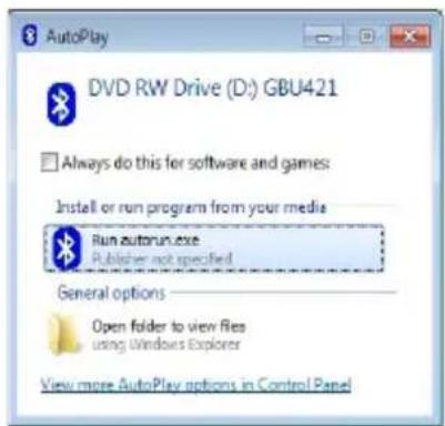 AutoPlay DVD RW Drive (D:) GBU421 Always do this for software and games: Install or run program from your media Run autobrun.exe Publisher not specified General options Open folder to view files using Windows Explorer View more AutoPlay options in Control Panel