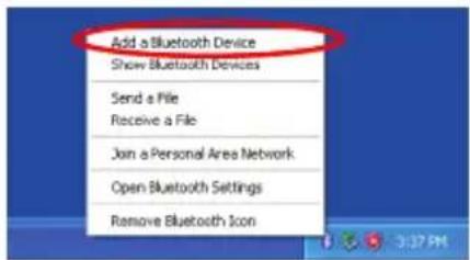 Add a Bluetooth Device Show Bluetooth Devices Send a File Receive a File Join a Personal Area Network Open Bluetooth Settings Remove Bluetooth Icon