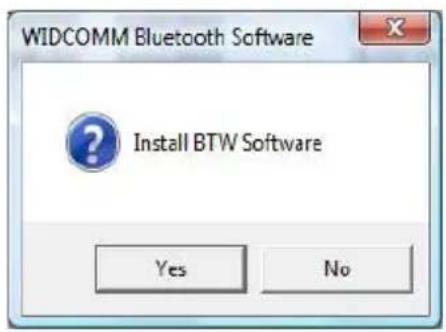 WIDCOMM Bluetooth Software Install BTW Software Yes No