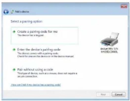 Add a device Select a pairing option Create a pairing code for me The device has a keypath. Enter the device's pairing code The device comes with a pairing code. Check for one on the device or in the device manual. Pair without using a code This type of device, such as a mouse, does not require a secure connection. How can I tell if my device has a pairing code? Next Cancel