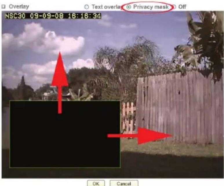 Overlay Text overlay Privacy mask Off NSC30 09-09-08 16:16:34 OK Cancel