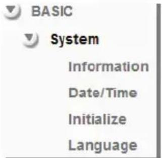 BASIC System Information Date/Time Initialize Language