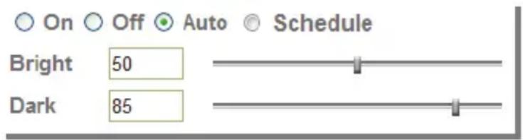 On Off Auto Schedule Bright 50 Dark 85