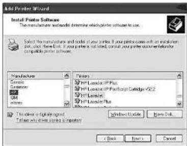 Add Printer Wizard Install Printer Software The manufacturer and model determine which printer software is used. Select the manufacturer and model at your printer. If your printer comes with an installation or click click here next. If your printer is not used, consult your printer documentation for…