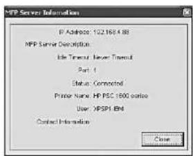 MPP Server Information IP Address: 102.168.4.88 MPP Server Description: Idle Transfer / Server Transfer Part 1 Status Connected Primer Name: HP PSC 1800 statics User: MPSP1.BM Contact Information Close
