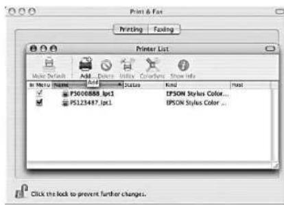 Print & Fax Printing Fixing Printer List Music Defaults Add Delays Index Color/Syn Show Info In Menu Name Add Status Kind Next ✓ P5000888_lpt1 IPSON Styles Color... ✓ P5123487_lpt1 IPSON Styles Color... Click the lock to prevent further changes.