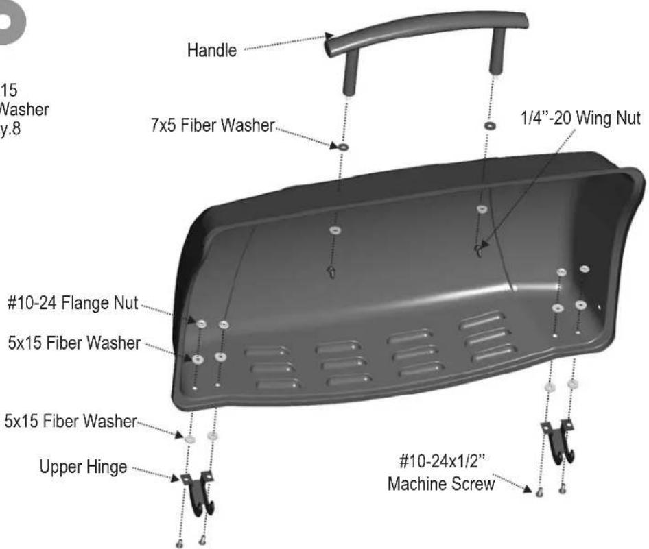 Handle 7x5 Fiber Washer 1/4"-20 Wing Nut #10-24 Flange Nut 5x15 Fiber Washer 5x15 Fiber Washer Upper Hinge #10-24x1/2" Machine Screw 15 Washer y.8