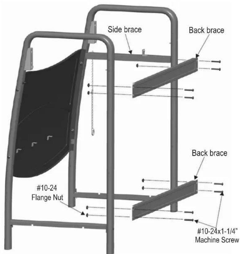 Side brace Back brace #10-24 Flange Nut Back brace #10-24x1-1/4" Machine Screw