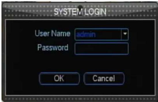 SYSTEM LOGIN User Name admin Password OK Cancel