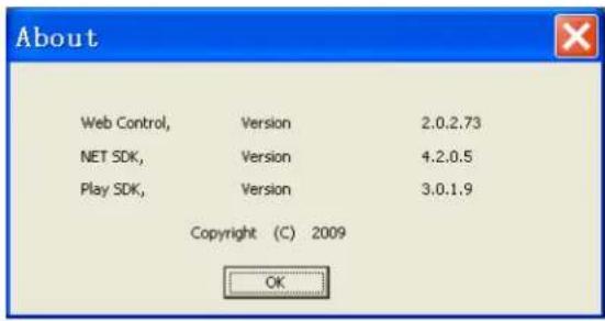 About Web Control, Version 2.0.2.73 NET SDK, Version 4.2.0.5 Play SDK, Version 3.0.1.9 Copyright (C) 2009 OK
