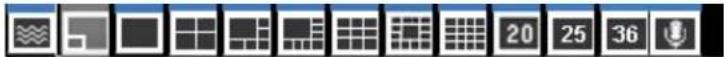 Row of grayscale icons representing various UI elements or functions, including zoom, grid, and audio.