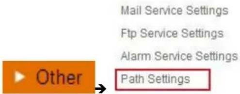 Mail Service Settings Ftp Service Settings Alarm Service Settings Other → Path Settings