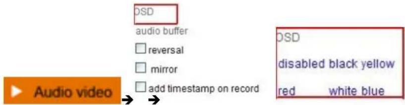 DSD audio buffer □ reversal □ mirror □ add timestamp on record Audio video → → DSD disabled black yellow red white blue