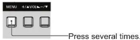 MENU +/▲VOL-/-▼ Press several times.