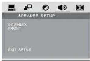 SPEAKER SETUP DOWNMIX FRONT EXIT SETUP