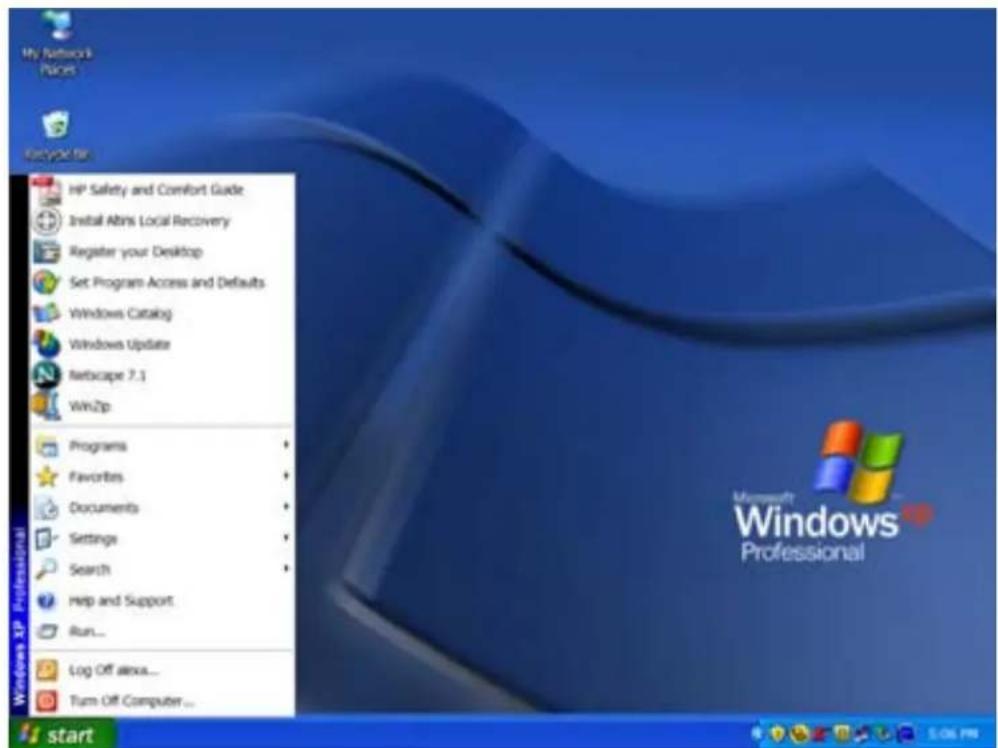 My Network Piano Easydoor HP Safety and Comfort Guide Install Almis Local Recovery Register your Desktop Set Program Access and Defaults Windows Catalog Windows Update Netscope 7.1 WinZip Programs Favorites Documents Settings Search Help and Support Run... Log Off Alexa... Turn Off Computer... Microsoft Windows Professional start