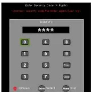 Enter Security Date (4 rights) Intersect security code: Par- member again (Last 16) REMOTE **** 0 4 8 1 5 9 2 6xbtter 3 7Glax LibDraw Cancel Select More East