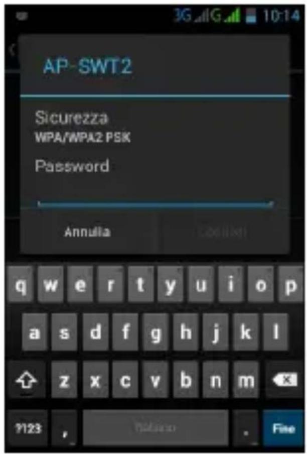 AP-SWT2 Sicurezza WPA/WPA2 PSK Password Annula q w e r t y u i o p a s d f g h j k l z x c v b n m ?123 , File