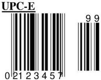 UPC-E 0 21 2 3 4 5 7 9 9