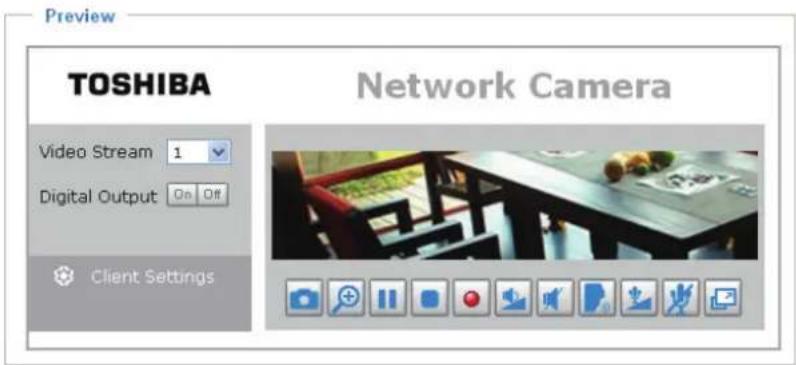 Preview TOSHIBA Video Stream 1 Digital Output On Off Client Settings Network Camera