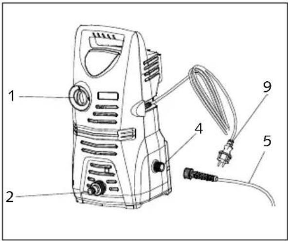 Labeled diagram of a water heater with numbered parts for identification