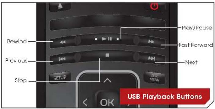 Play/Pause Fast Forward Rewind Previous Next Stop SETUP DISC MENU USB Playback Buttons