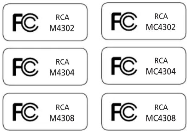 FCC RCA M4302 FCC RCA MC4302 FCC RCA M4304 FCC RCA MC4304 FCC RCA M4308 FCC RCA MC4308