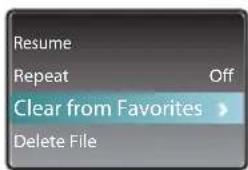 Resume Repeat Off Clear from Favorites > Delete File