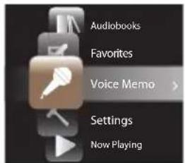 Audiobooks Favorites Voice Memo > Settings Now Playing