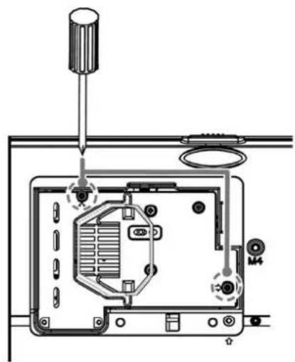 Technical diagram showing a mechanical assembly with labeled components and directional arrows indicating assembly or movement.