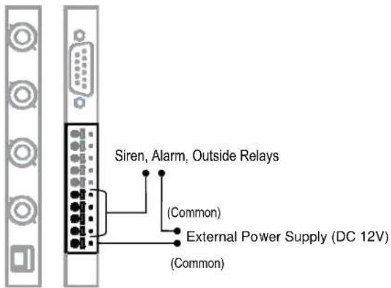 Siren, Alarm, Outside Relays (Common) External Power Supply (DC 12V) (Common)