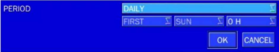 PERIOD DAILY FIRST SUN 0 H OK CANCEL