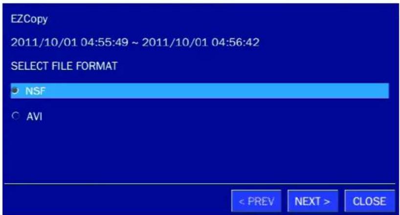 EZCopy 2011/10/01 04:55:49 ~ 2011/10/01 04:56:42 SELECT FILE FORMAT ○ NSF ○ AVI < PREV NEXT > CLOSE