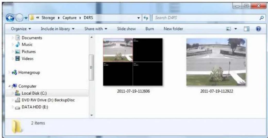 Storage Capture D4RS Organize Include in library Share with Slide show Burn New folder Documents Music Pictures Videos Homegroup Computer Local Disk (C:) DVD RW Drive (D:) BackupDisc DATA HDD (E:) 2 items 2011-07-19-112606 2011-07-19-112922