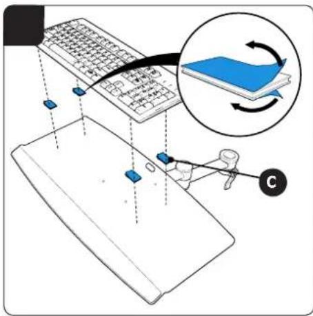 Diagram illustrating a computer keyboard with a magnified view of the keyboard being processed, labeled with component 'C'