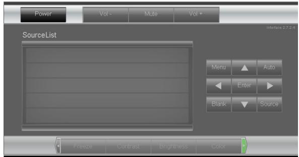 Power Vol - Mute Vol + SourceList Menu Auto Enter Blank Source Freeze Contrast Brightness Color