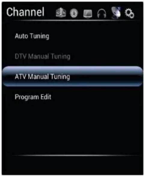 Channel Auto Tuning DTV Manual Tuning ATV Manual Tuning Program Edit