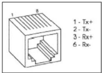 1 - Tx+ 2 - Tx- 3 - Rx+ 6 - Rx-