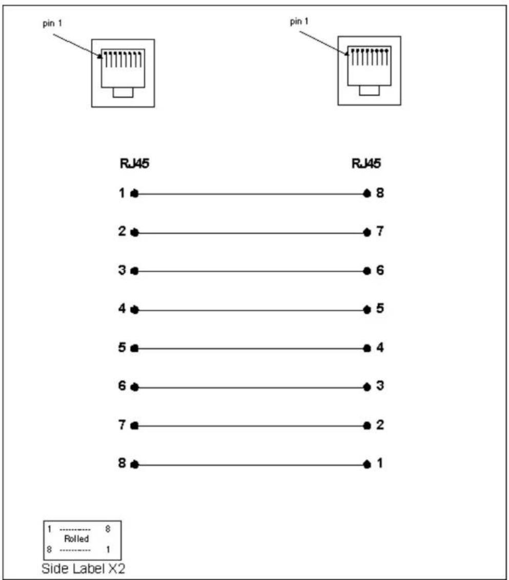 pin 1 pin 1 RJ45 RJ45 1 8 2 7 3 6 4 5 5 4 6 3 7 2 8 1 1--------8 Rolled 8--------1 Side Label X2