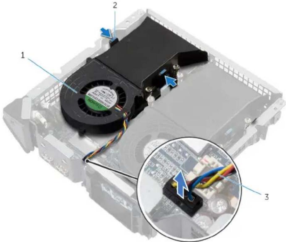 Technical diagram of an electronic device showing labeled components and wiring, including a fan with 'NON-LED' label and magnified inset view.