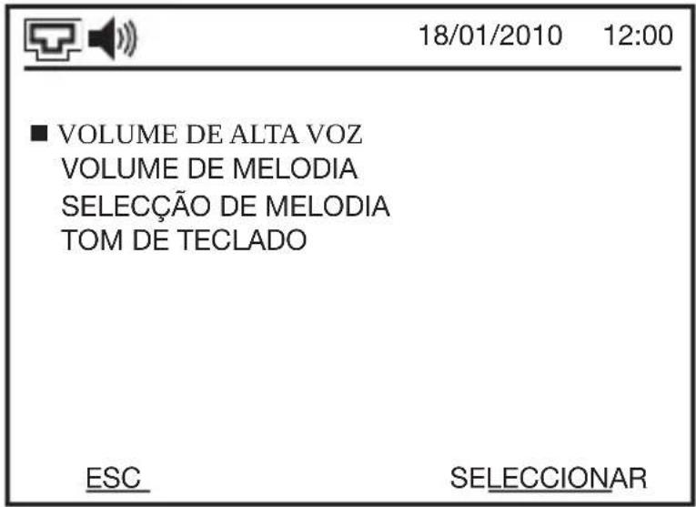 18/01/2010 12:00 ■ VOLUME DE ALTA VOZ VOLUME DE MELODIA SELECÇÃO DE MELODIA TOM DE TECLADO ESC SELECCIONAR