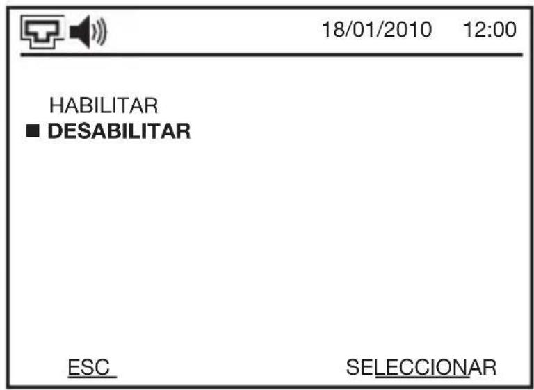18/01/2010 12:00 HABILITAR ■ DESABILITAR ESC SELECCIONAR