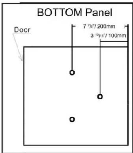 BOTTOM Panel Door 7 7/16"/200mm 3 19/16"/100mm